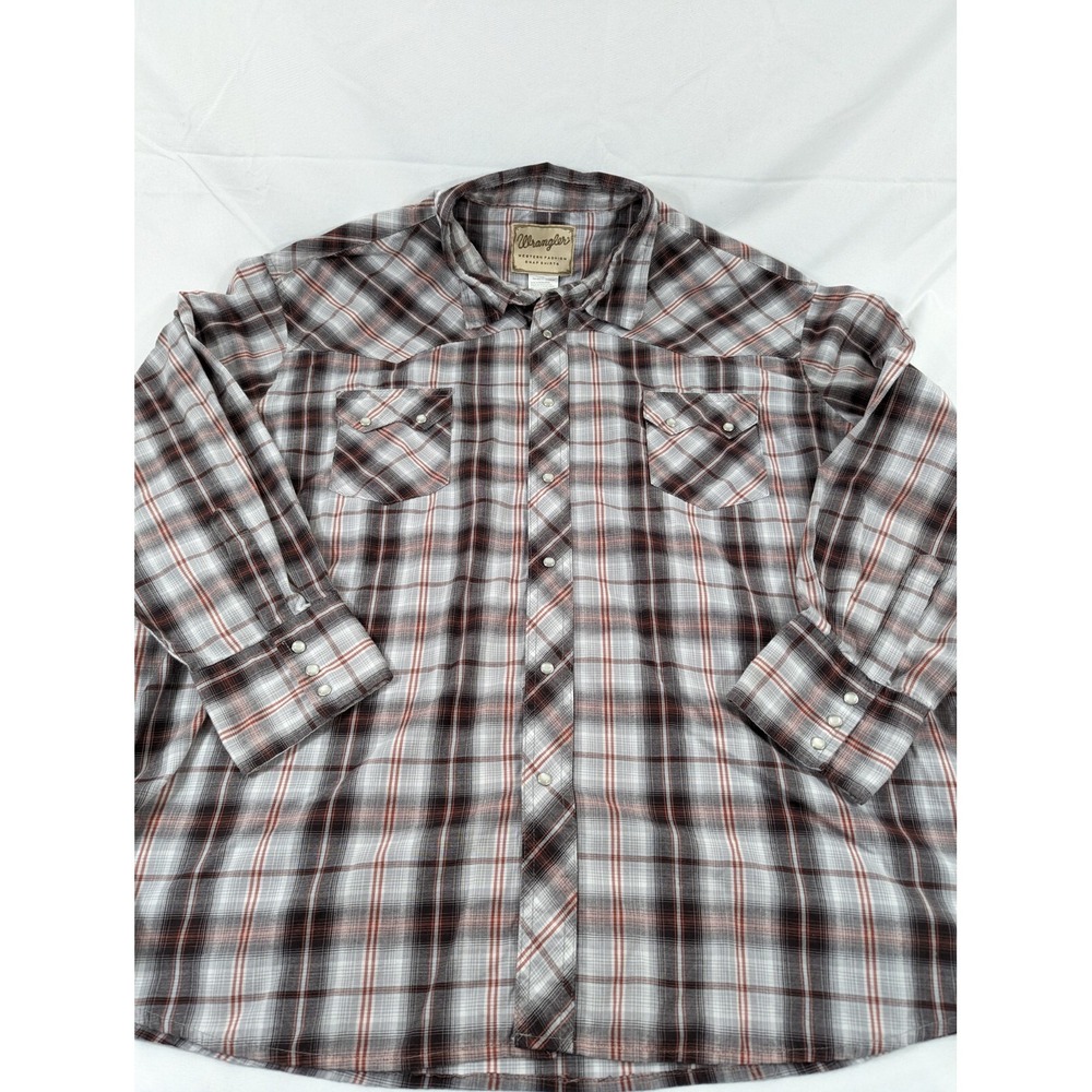 Vintage 90's Wrangler Western Fashion Pearl Snaps Plaid Threads Sz 3XL